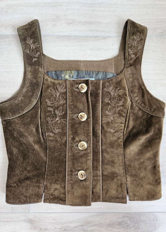 Top veston en cuir brodé - M