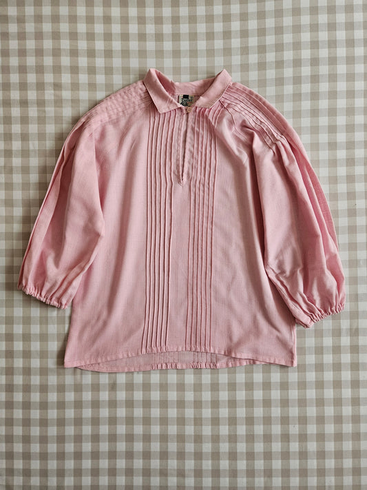 Blouse rose vintage en lin - S/M