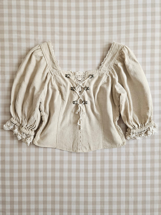 Top corset en lin beige - L/XL