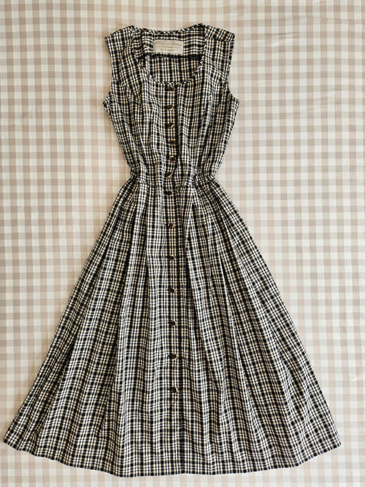 Robe longue à carreaux en coton - S