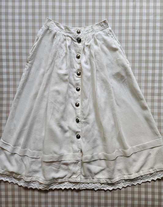 Jupe longue blanche cottagecore en lin - S/M