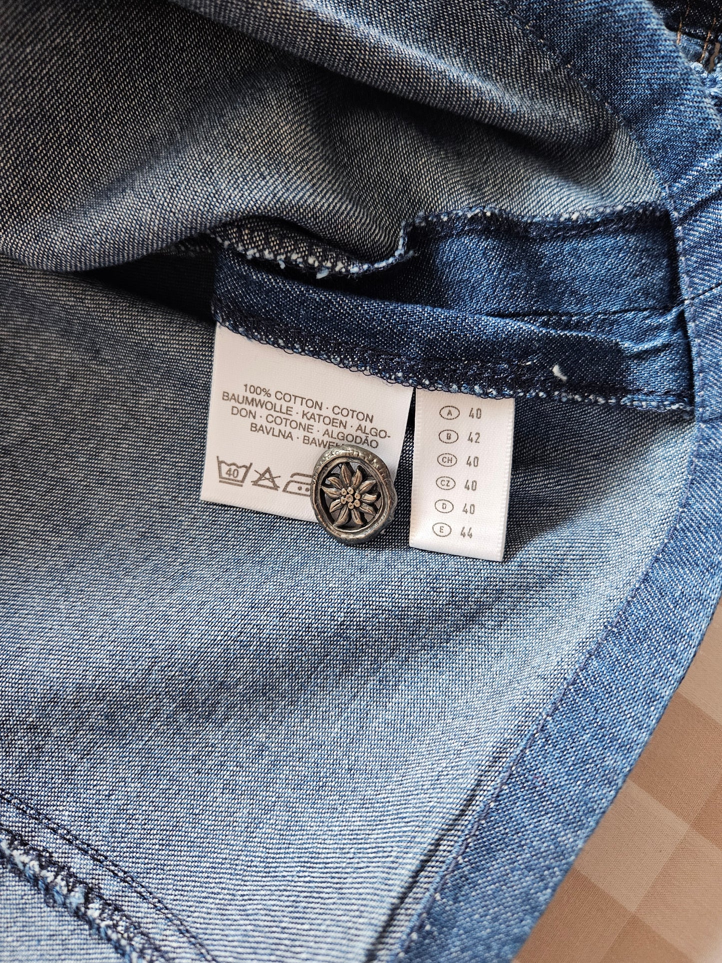 Top court bleu en coton vintage - L