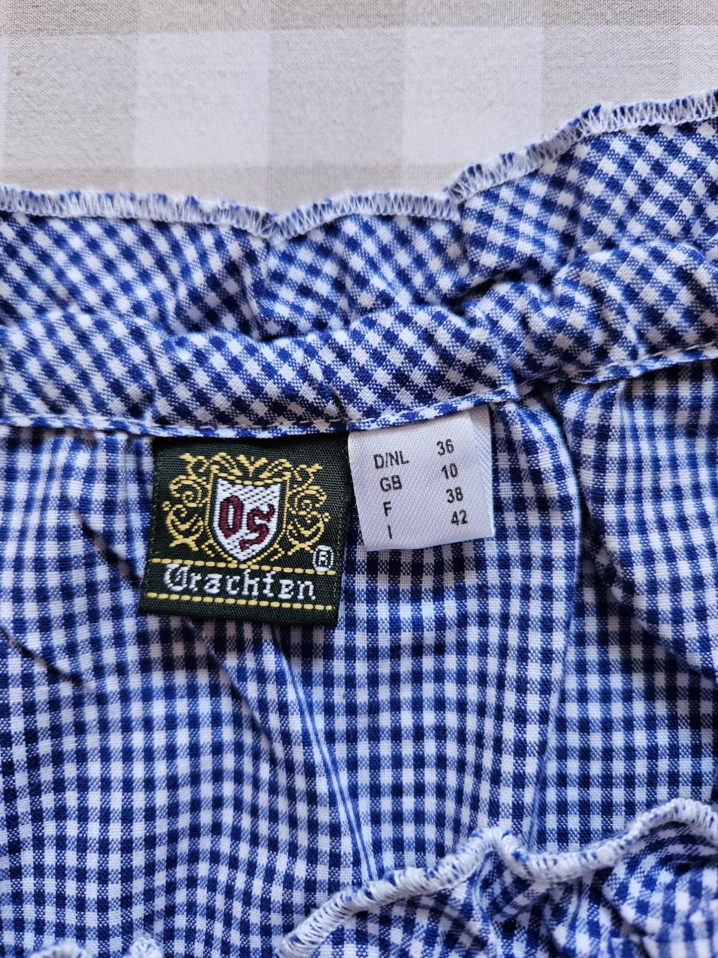 Vintage navy blue gingham blouse - M