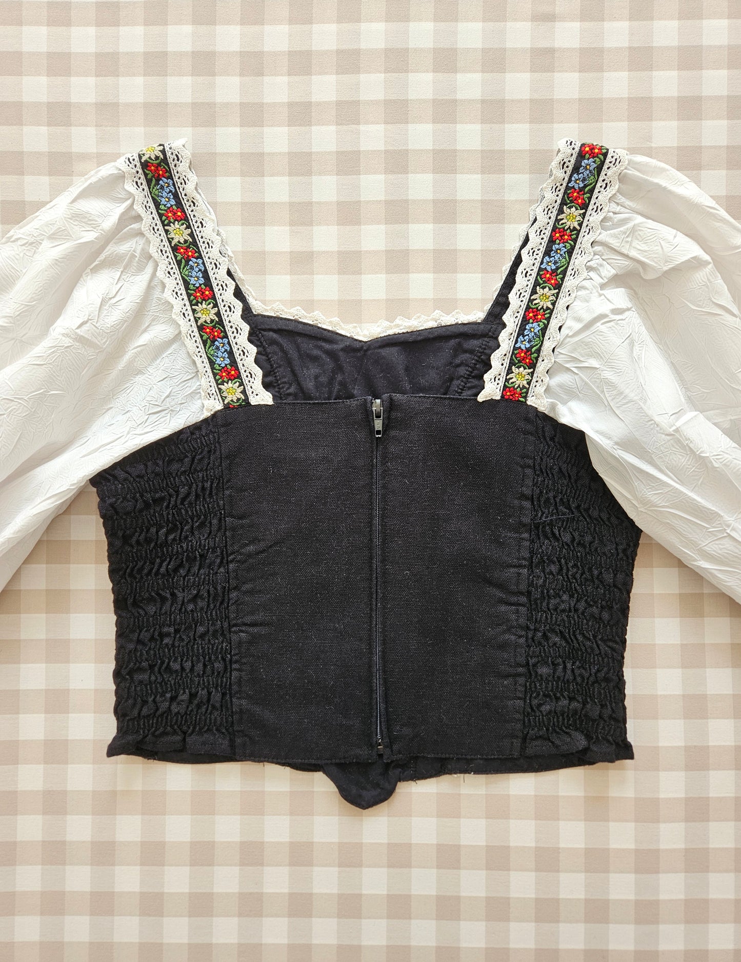 Top corset à lacets vintage cottagecore - M