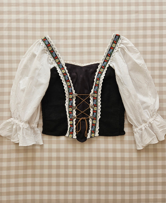 Top corset à lacets vintage cottagecore - M