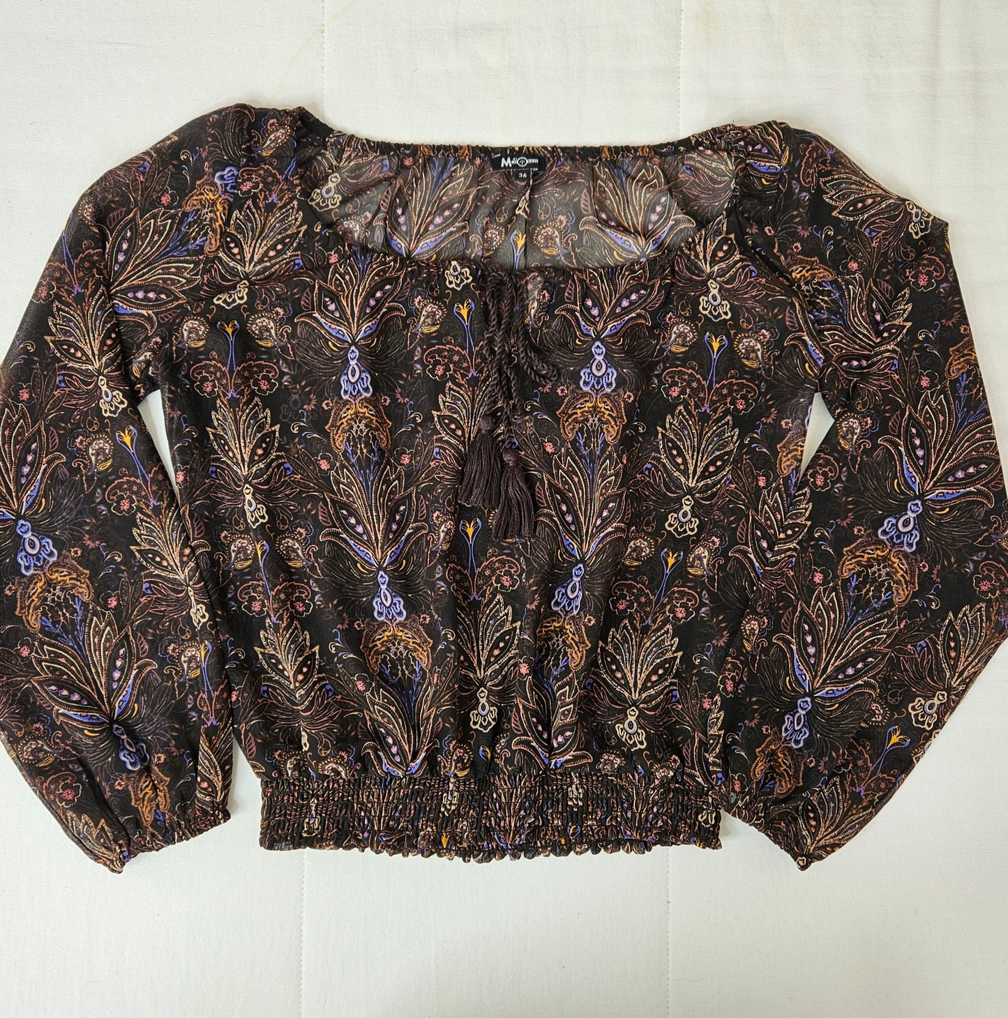 Bohemian sheer patterned blouse - S