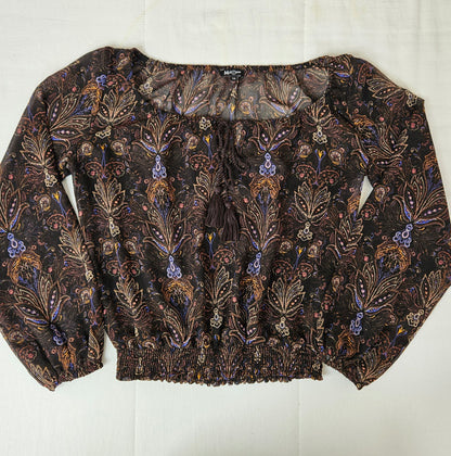 Bohemian sheer patterned blouse - S