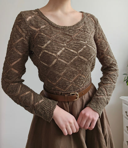 Pull fin en maille vert kaki fairycore - S