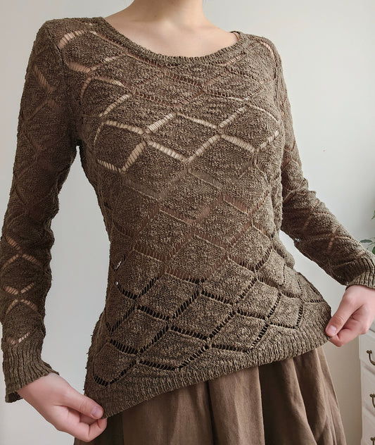 Pull fin en maille vert kaki fairycore - S