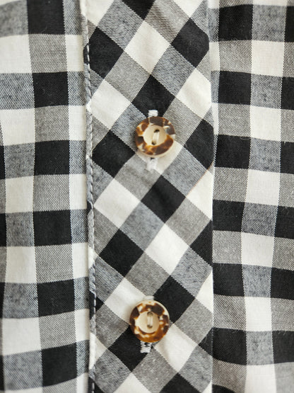 Blouse à carreaux noire - S