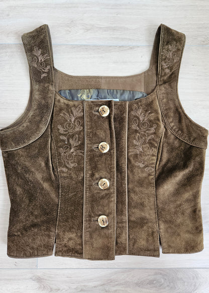 Top veston en cuir brodé - M