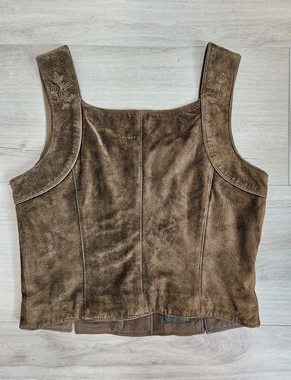 Top veston en cuir brodé - M