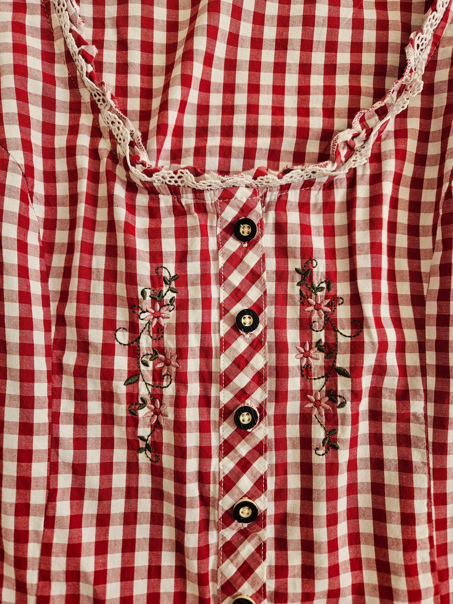 Blouse brodée à carreaux en coton - L/XL