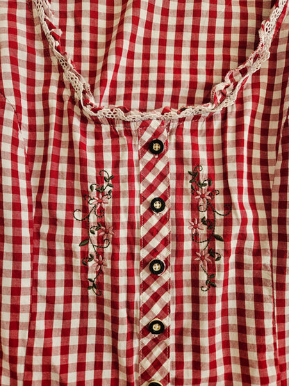 Blouse brodée à carreaux en coton - L/XL