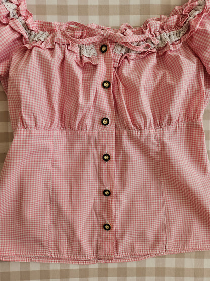 Blouse à carreaux rose - M