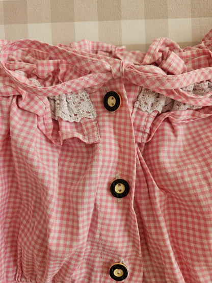 Blouse à carreaux rose - M