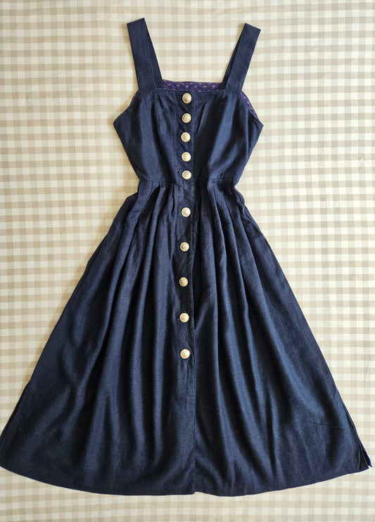 Robe longue bleue vintage cottagecore - M