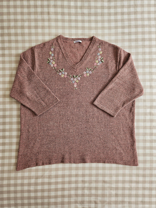 Pull fin vintage rose - M