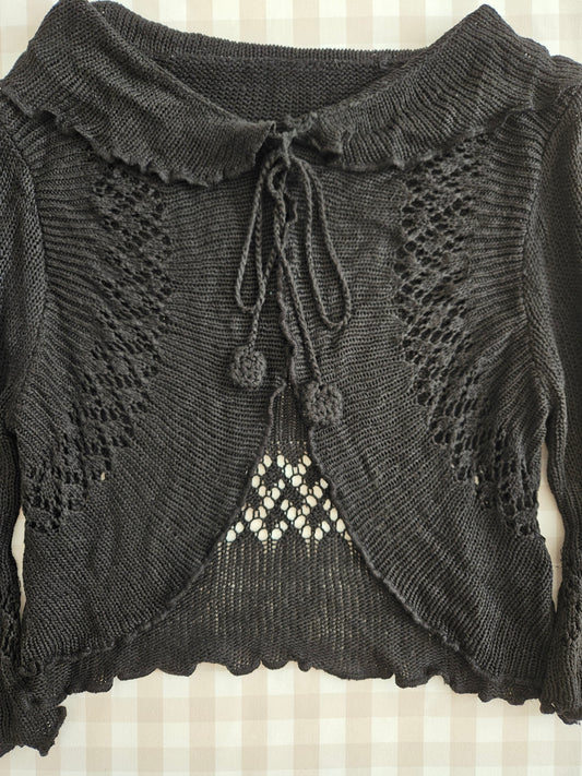 Gilet noir fairycore à manches évasées - M