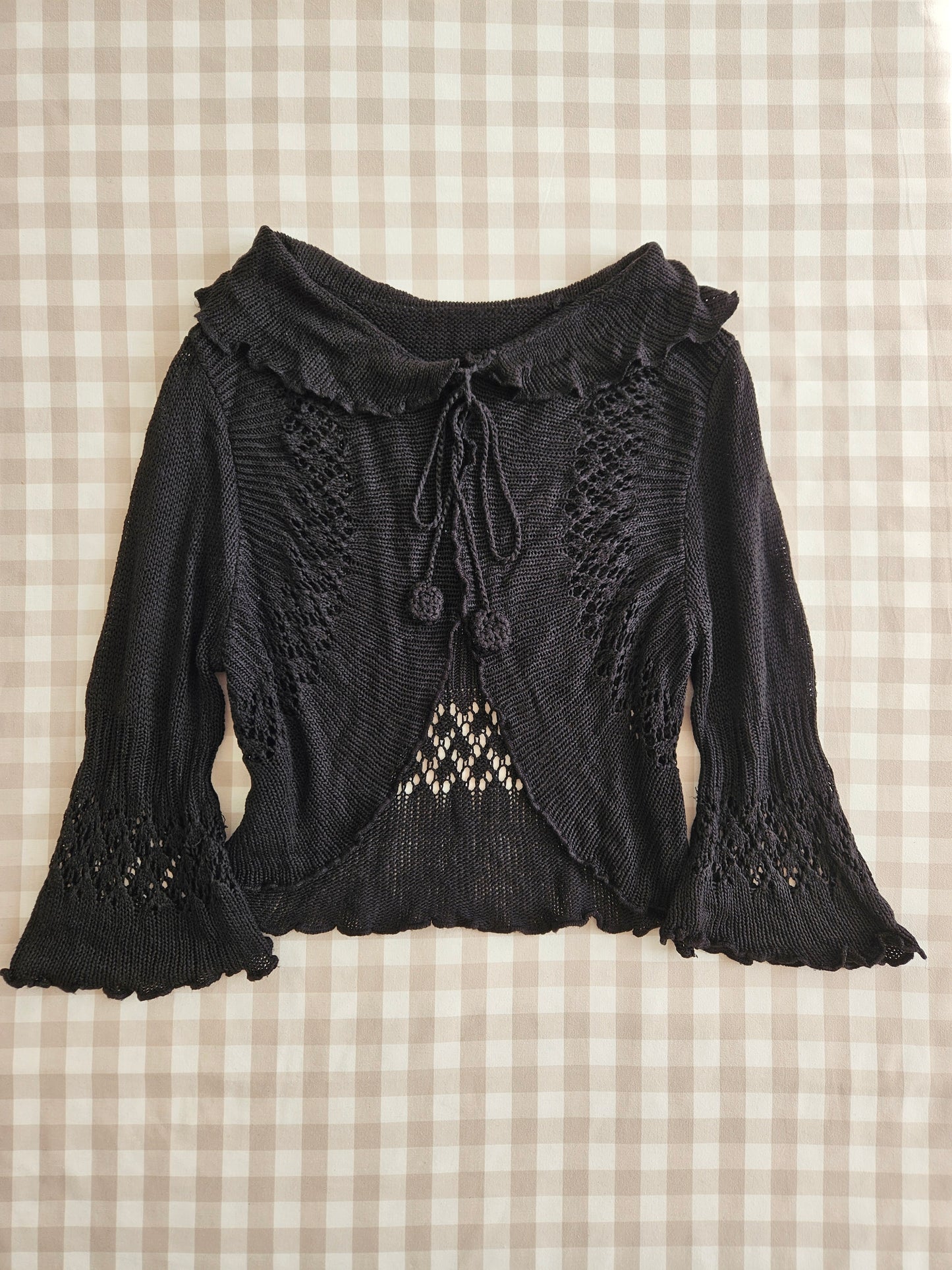 Gilet noir fairycore à manches évasées - M