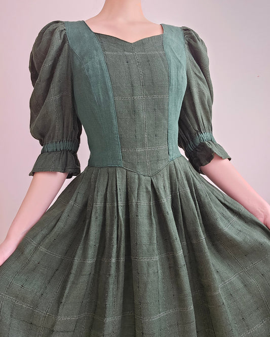 Robe longue verte sapin vintage - L