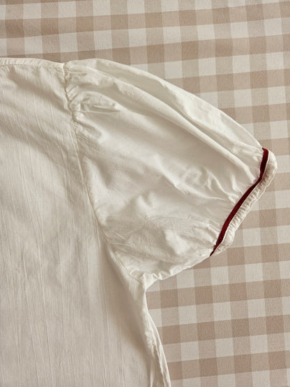 Chemisier brodé fleurs col claudine - M