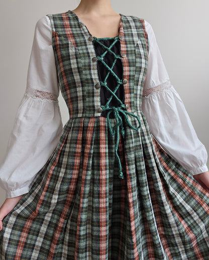 Robe longue à carreaux en coton - S/M