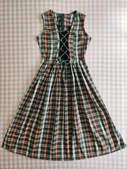 Robe longue à carreaux en coton - S/M