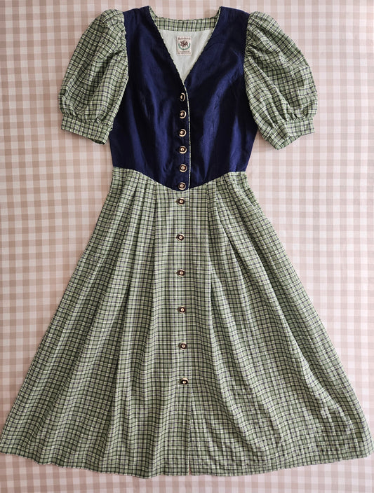 Robe longue à carreaux vintage cottagecore - M/L