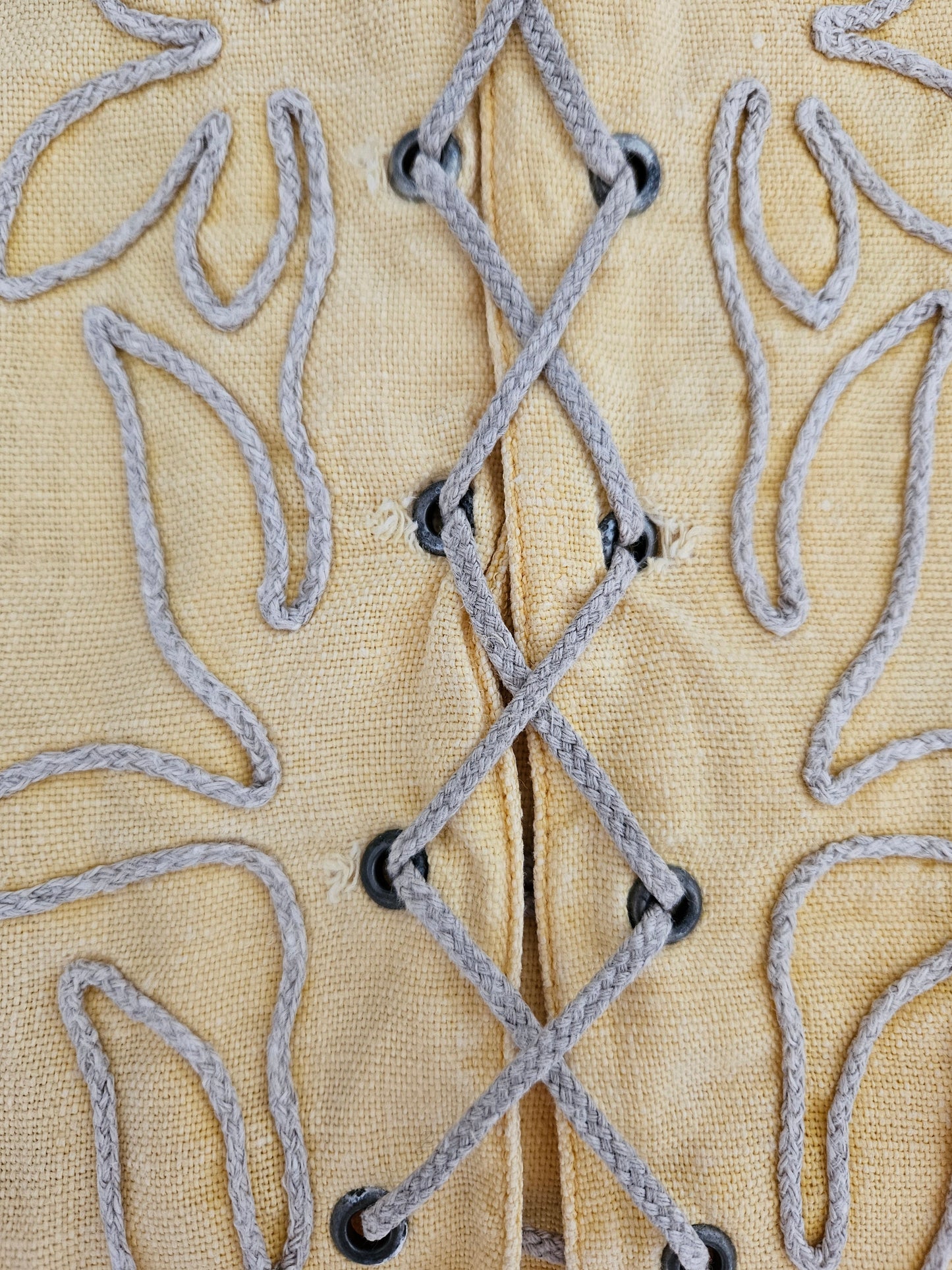 Haut corset à lacets en lin brodé - L/XL