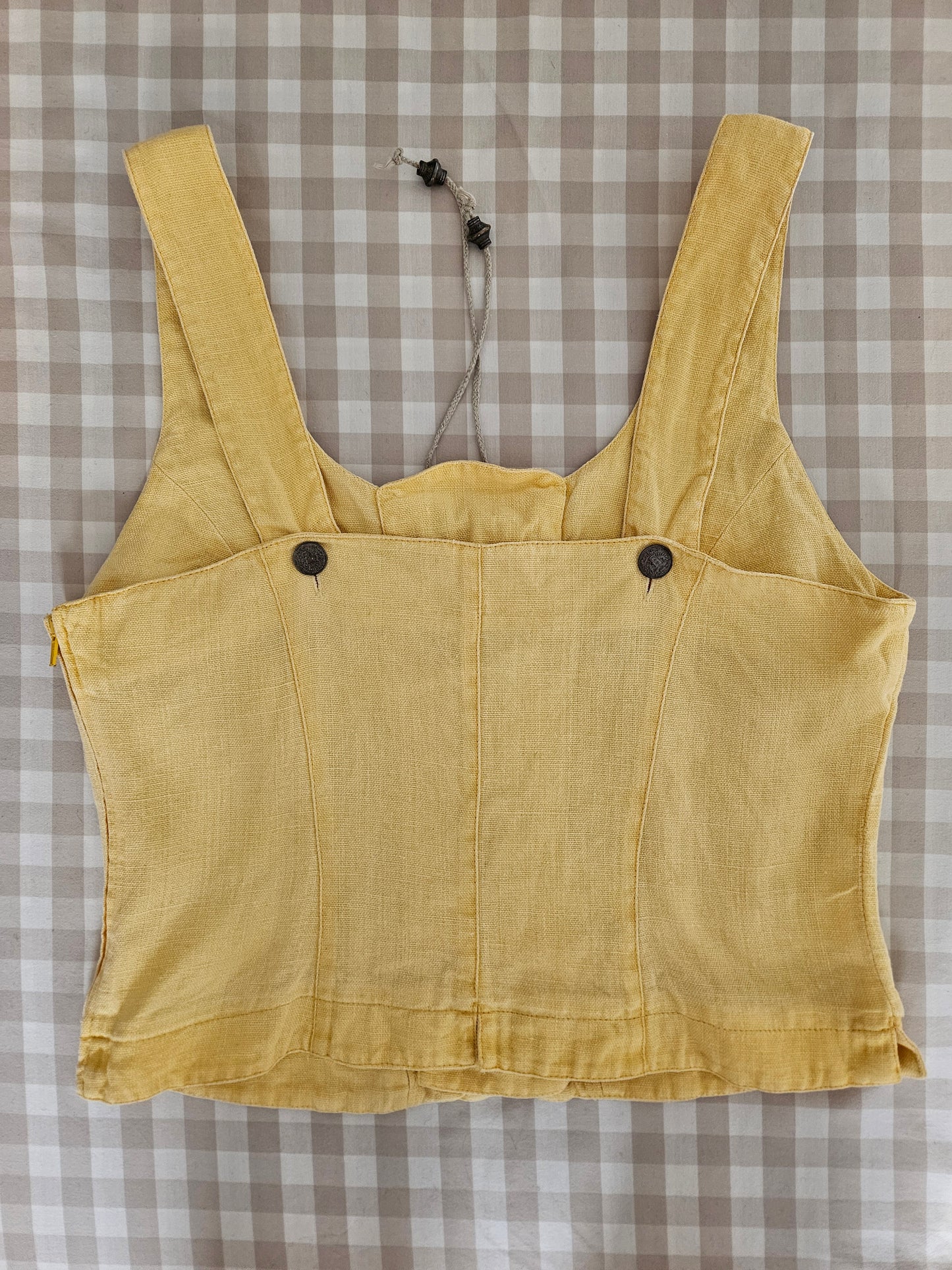 Haut corset à lacets en lin brodé - L/XL