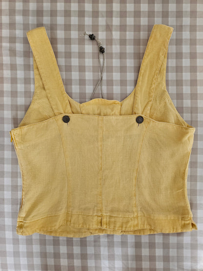 Haut corset à lacets en lin brodé - L/XL