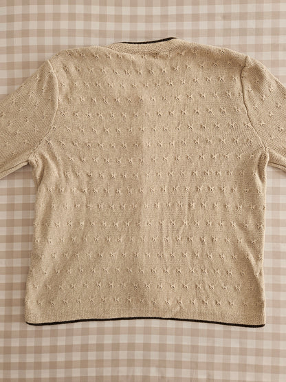 Cardigan brodé fleurs en coton - L