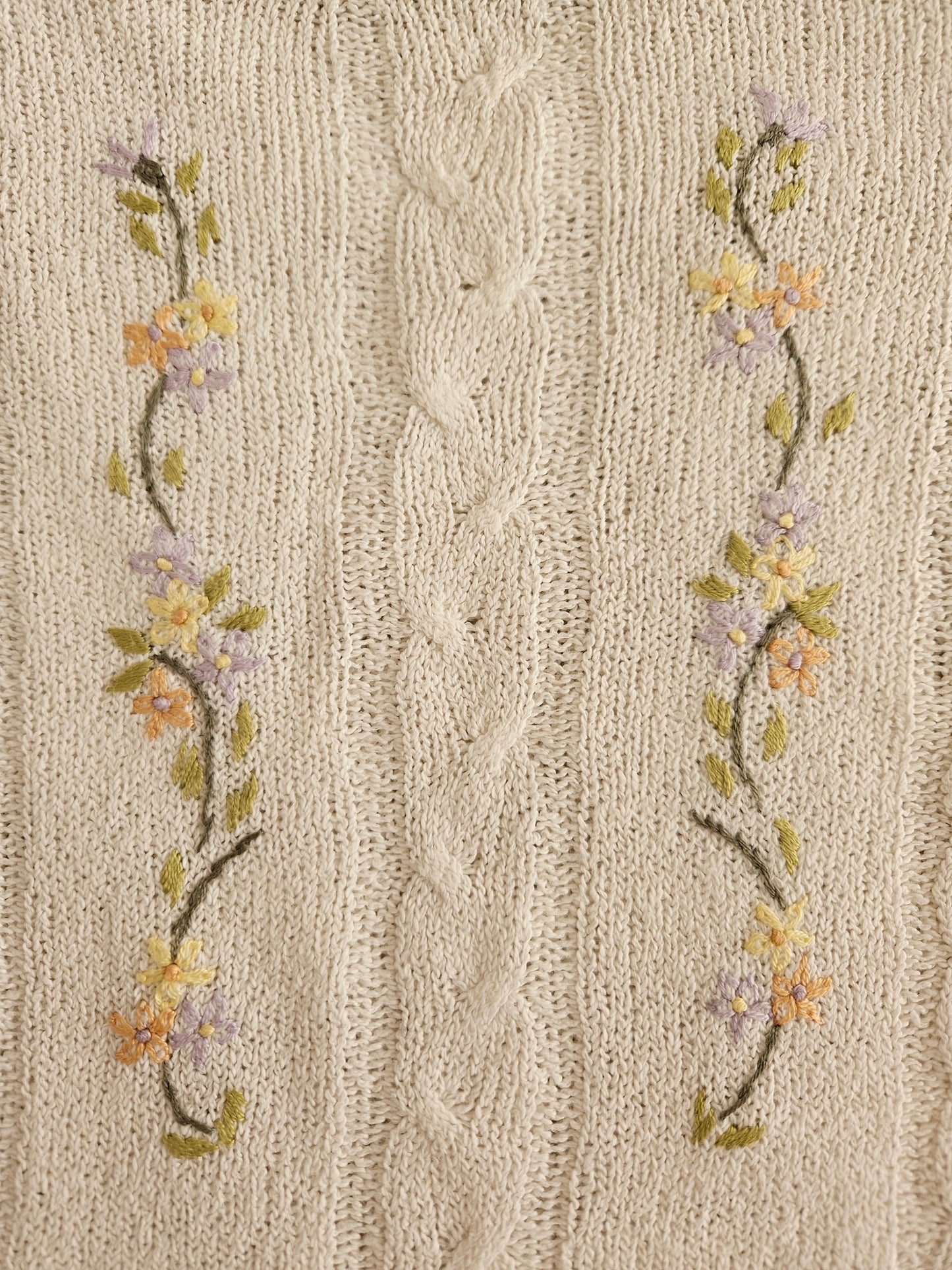 Pull fin brodé fleurs vintage - M/L