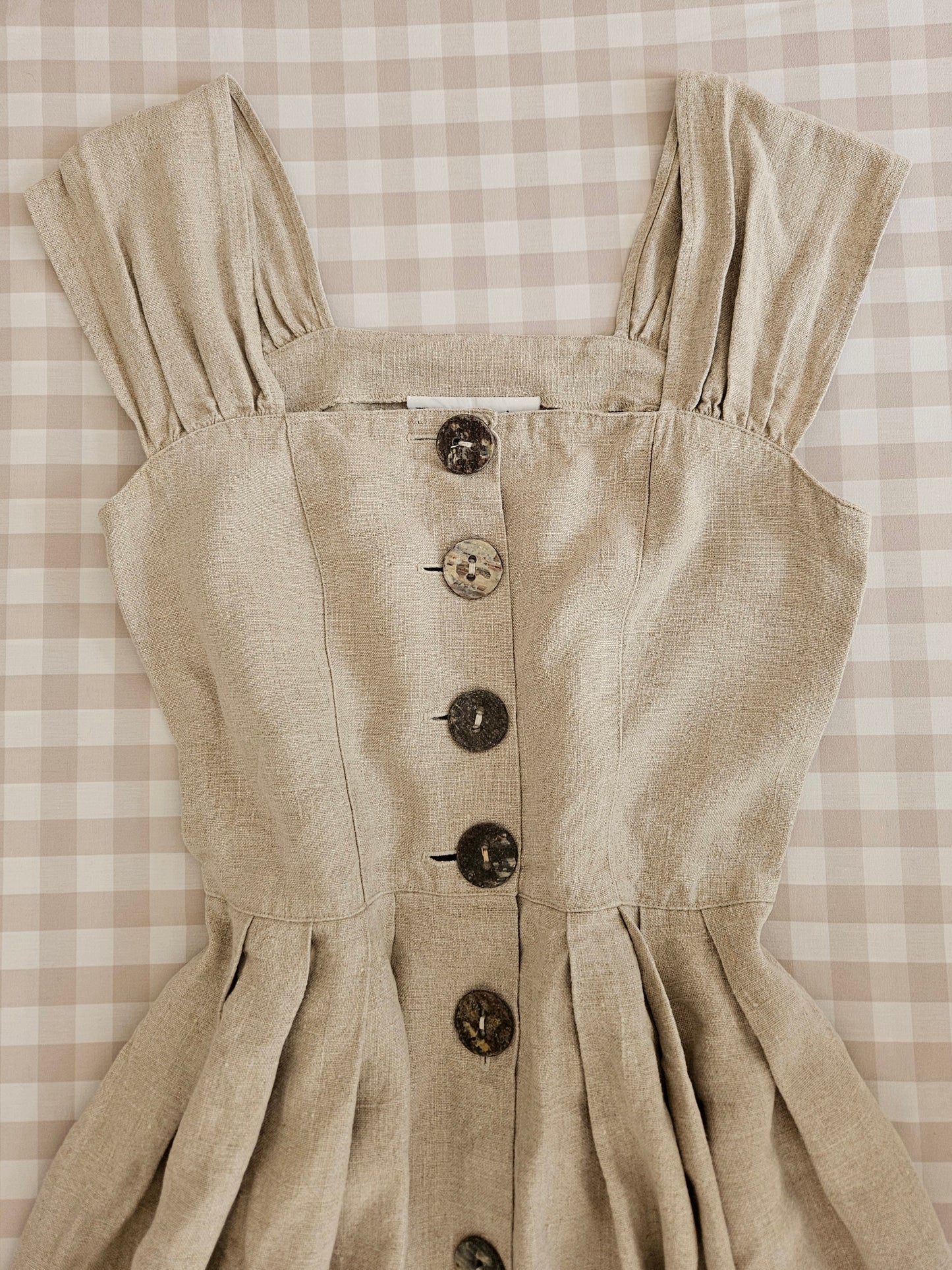 Robe longue beige 100% lin vintage - S