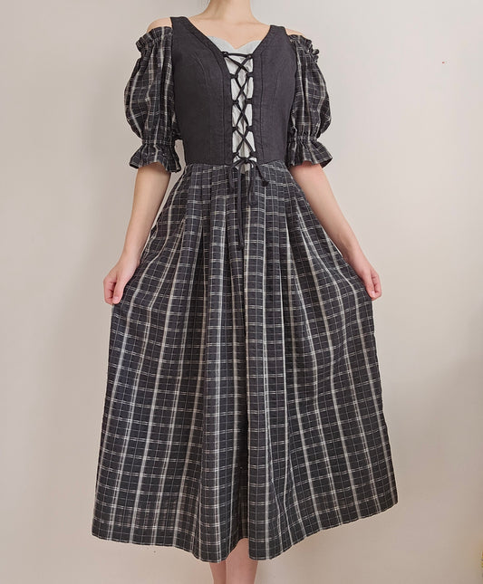 Robe longue corset vintage en lin - S