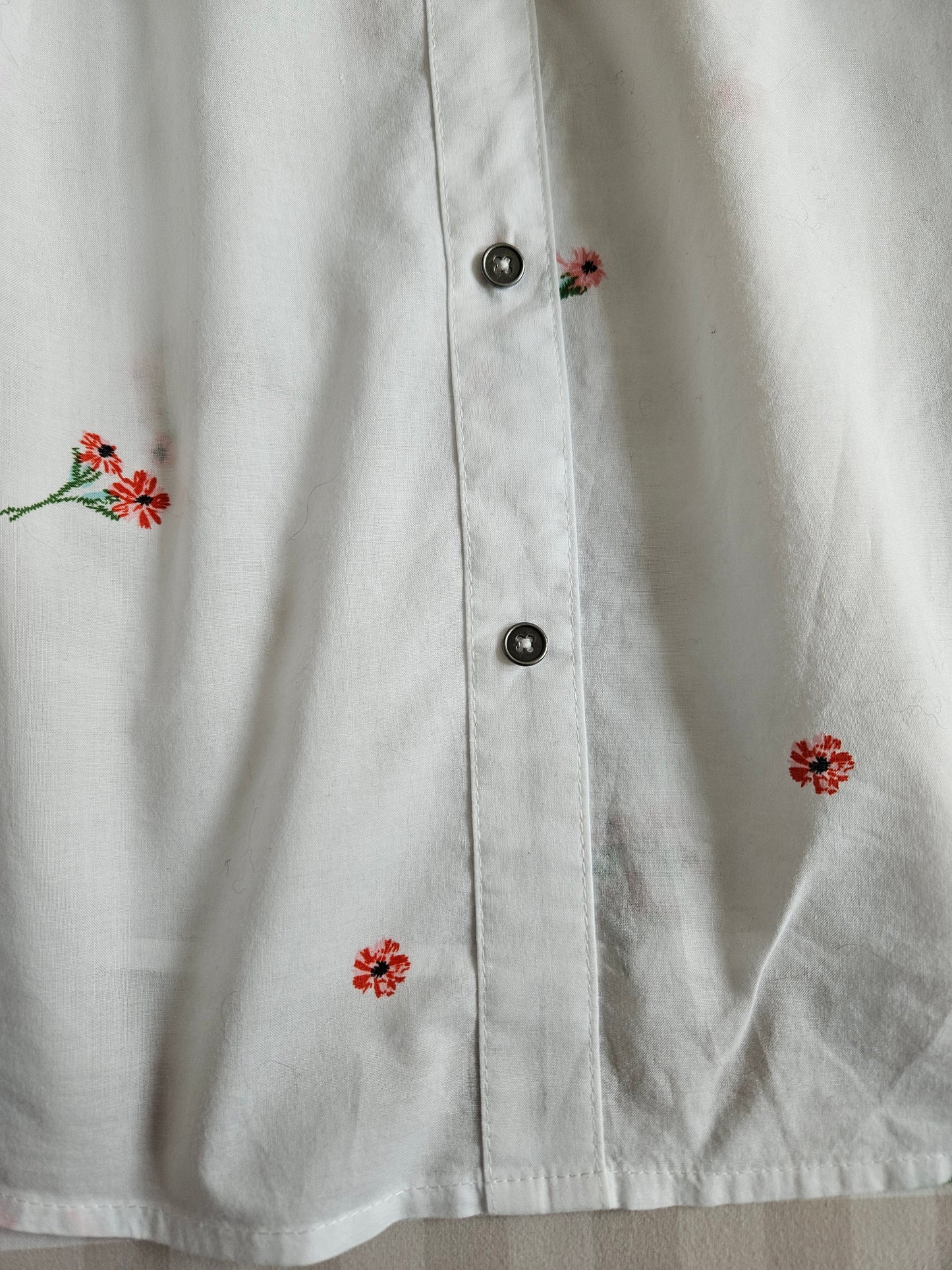 Blouse blanche fleurie en coton - M