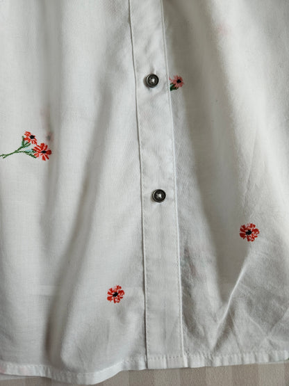 Blouse blanche fleurie en coton - M