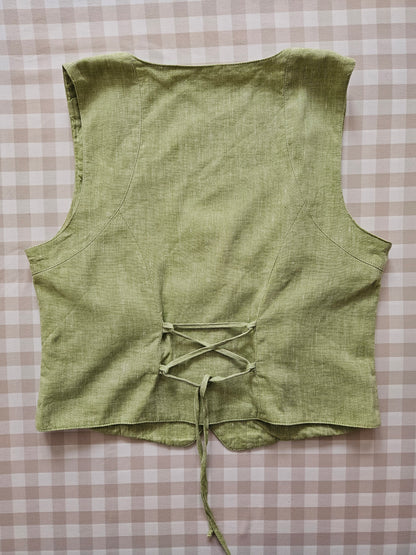 Veston en lin vert clair brodé - L