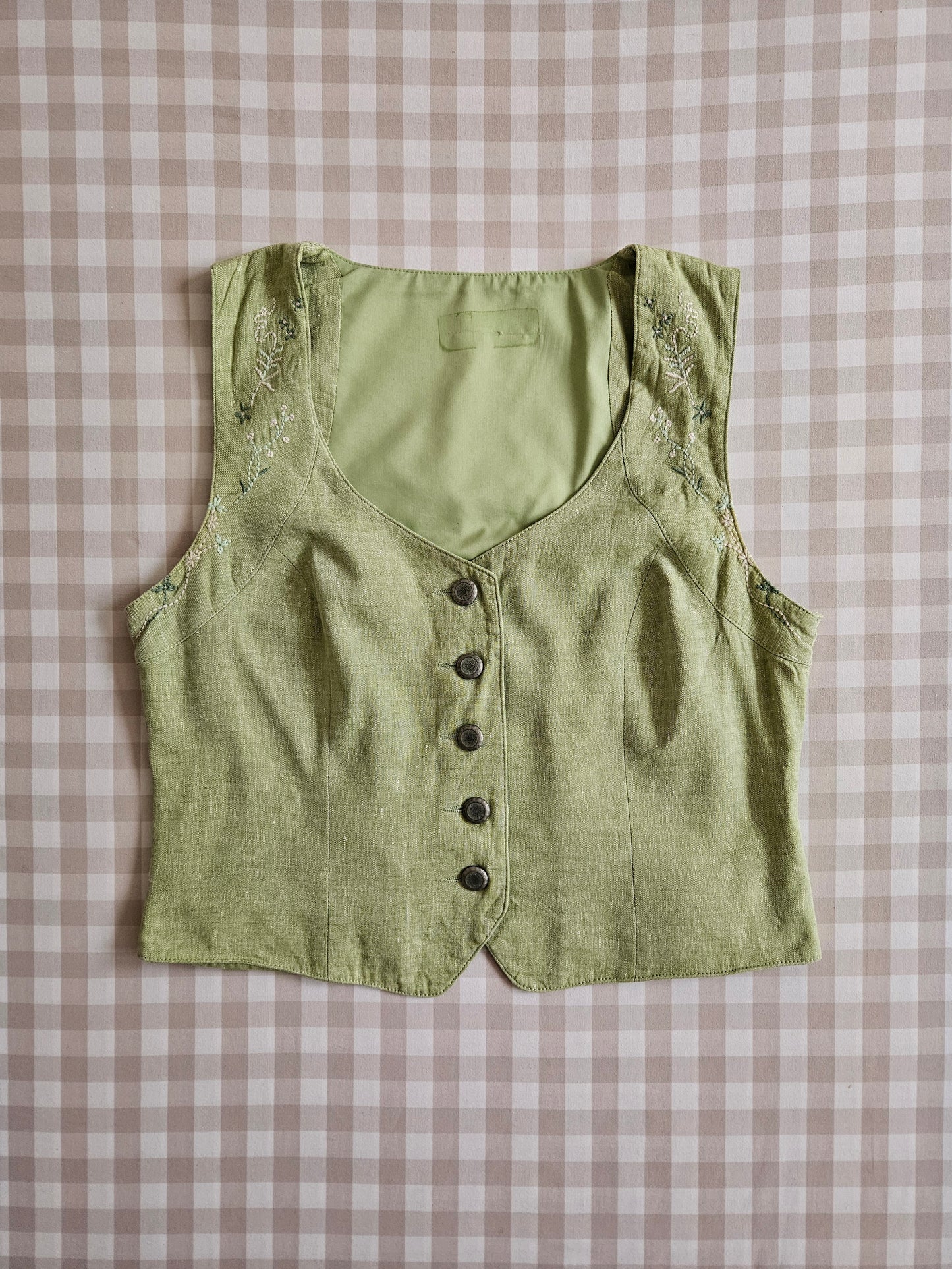 Veston en lin vert clair brodé - L