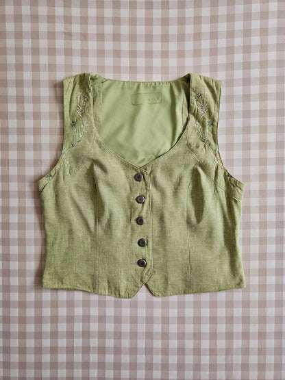 Veston en lin vert clair brodé - L