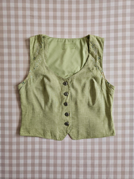 Veston en lin vert clair brodé - L