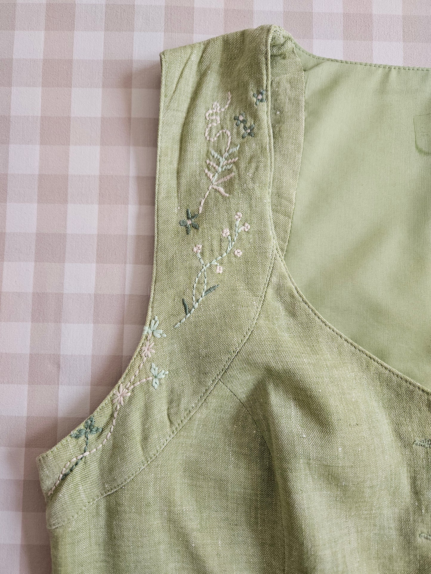 Veston en lin vert clair brodé - L