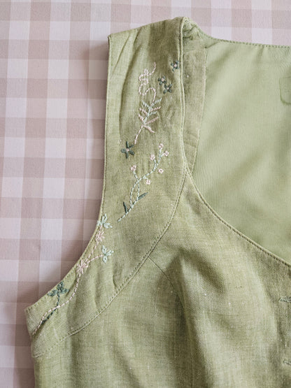 Veston en lin vert clair brodé - L