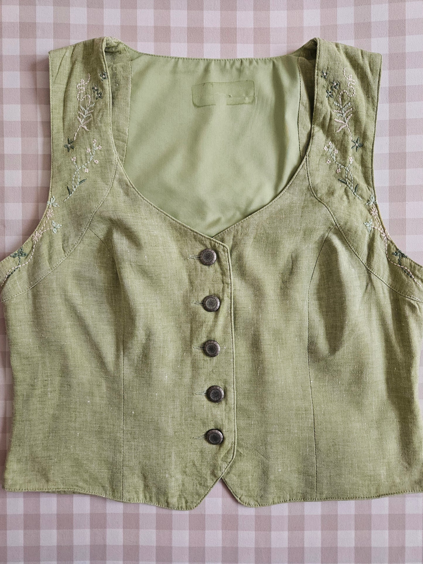 Veston en lin vert clair brodé - L