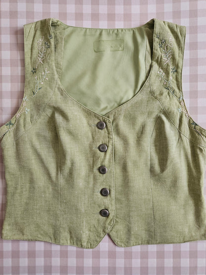 Veston en lin vert clair brodé - L