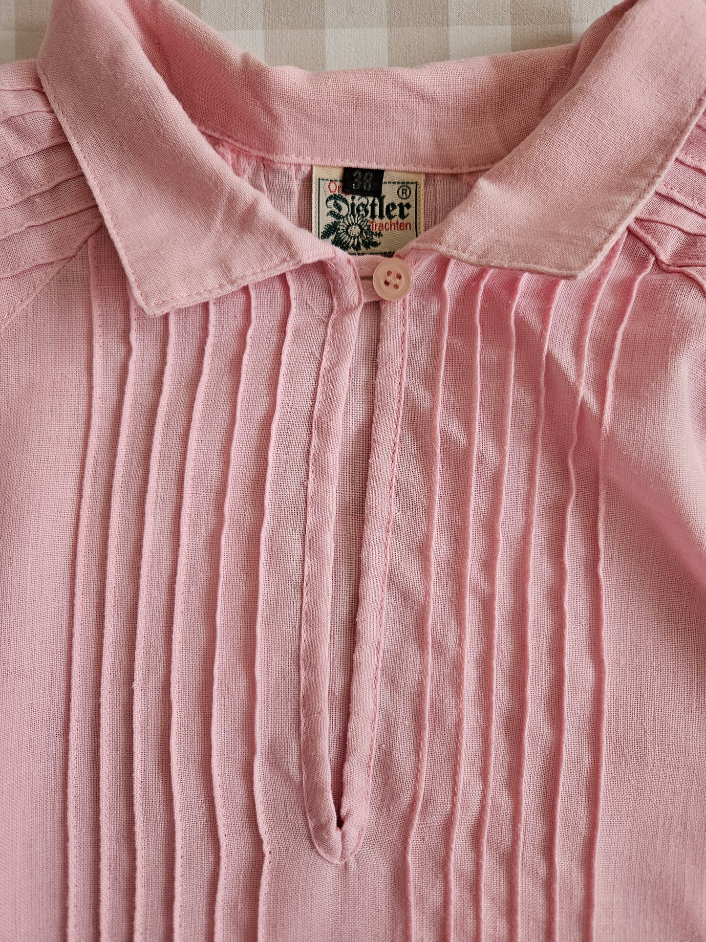 Blouse rose vintage en lin - S/M