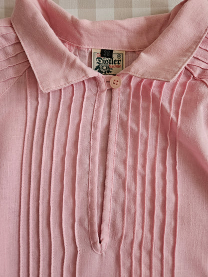 Blouse rose vintage en lin - S/M