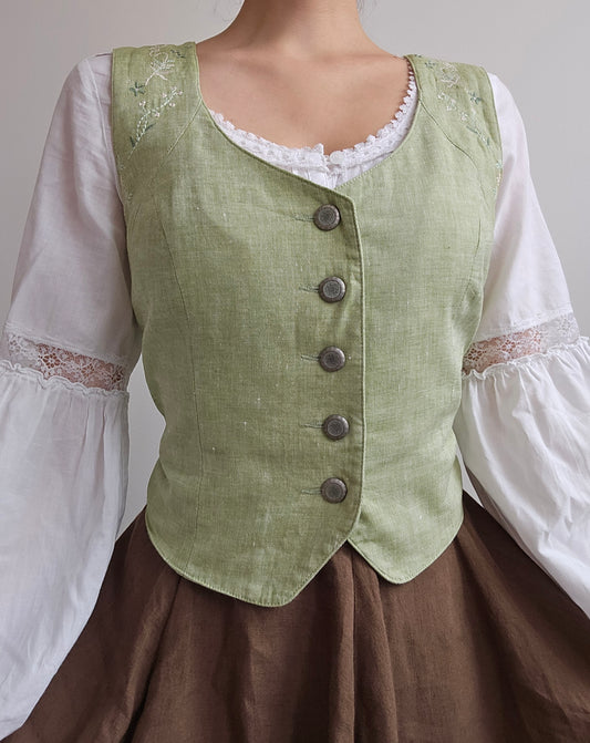Veston en lin vert clair brodé - L
