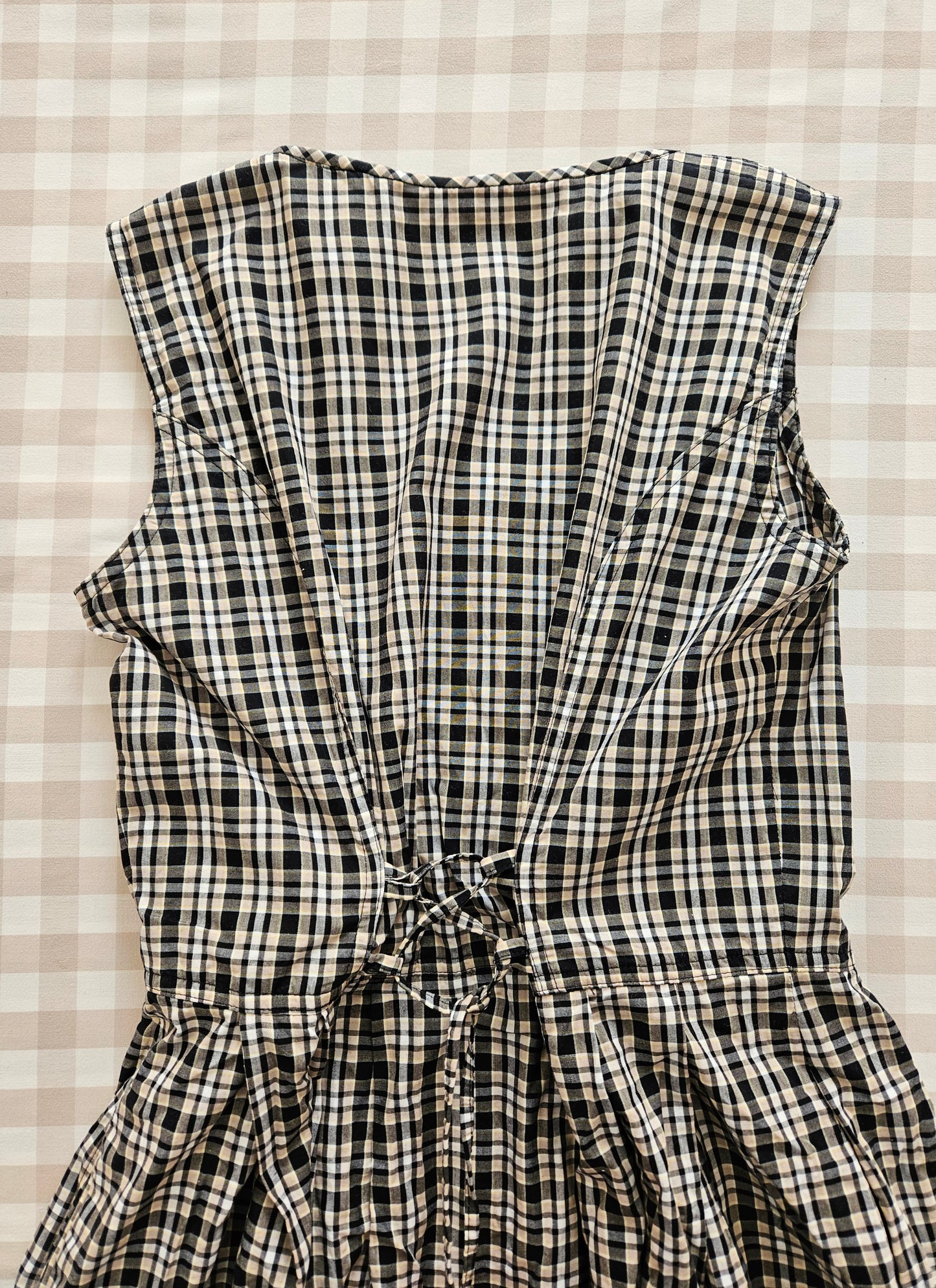 Robe longue à carreaux en coton - S